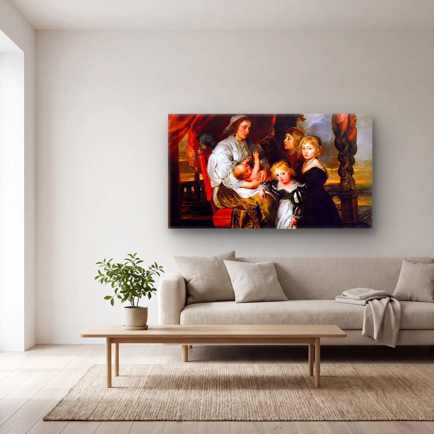 Peter Paul Rubens – Deborah Kip and her Children cam tablo — açık renk salonda