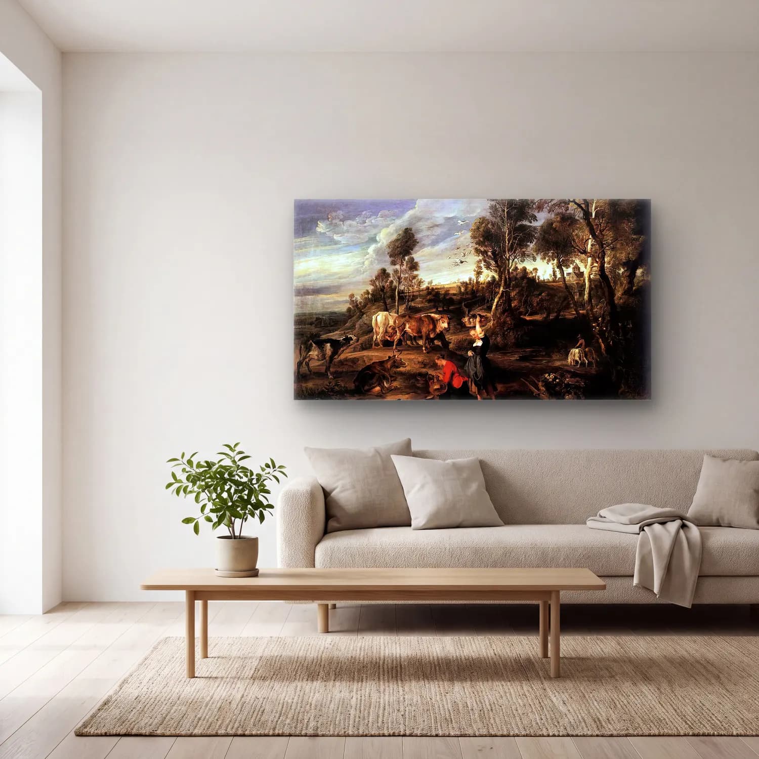Peter Paul Rubens – Farm at Laken cam tablo — açık renk salonda