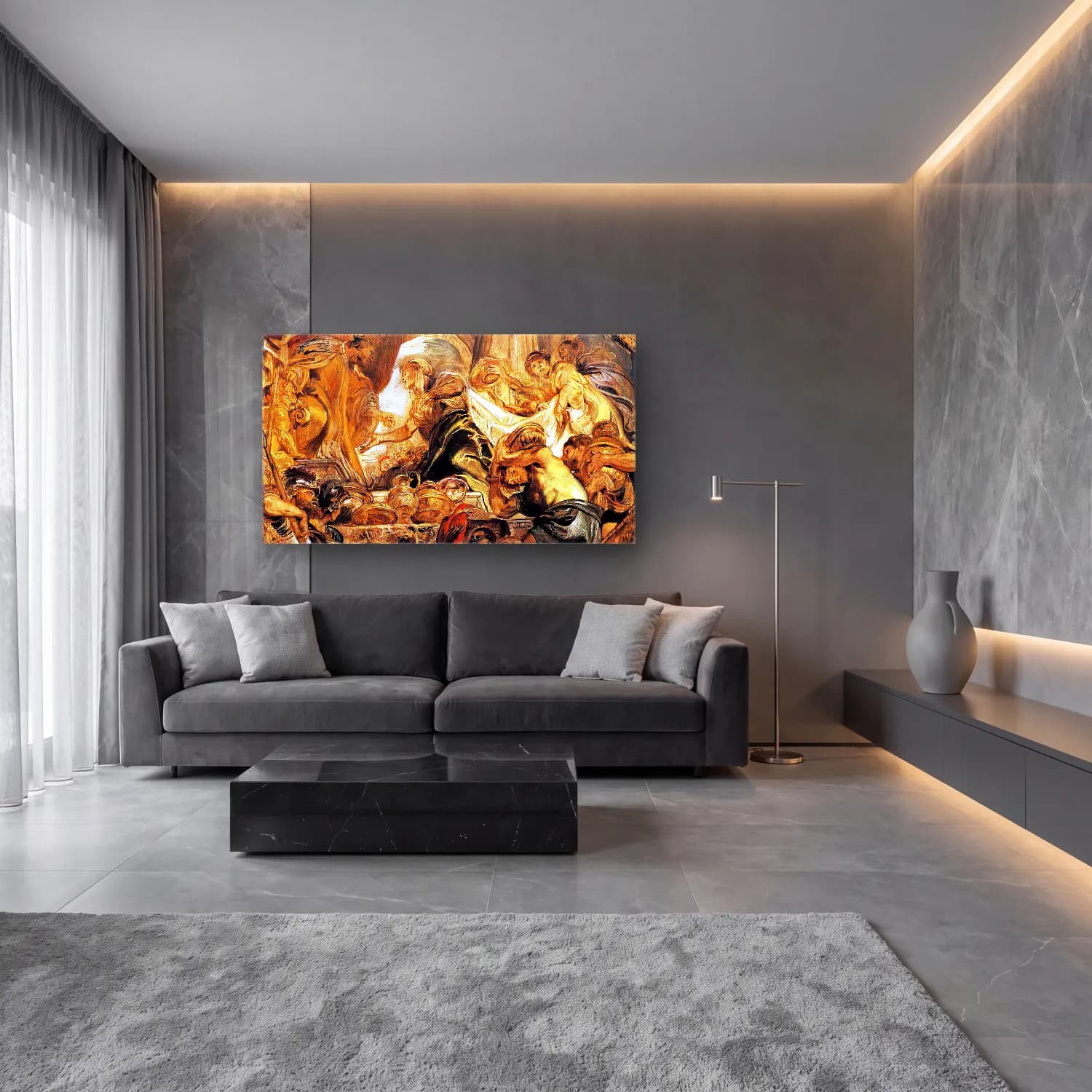 Peter Paul Rubens – King Solomon and the Queen of Sheba cam tablo — lüks salon duvarında