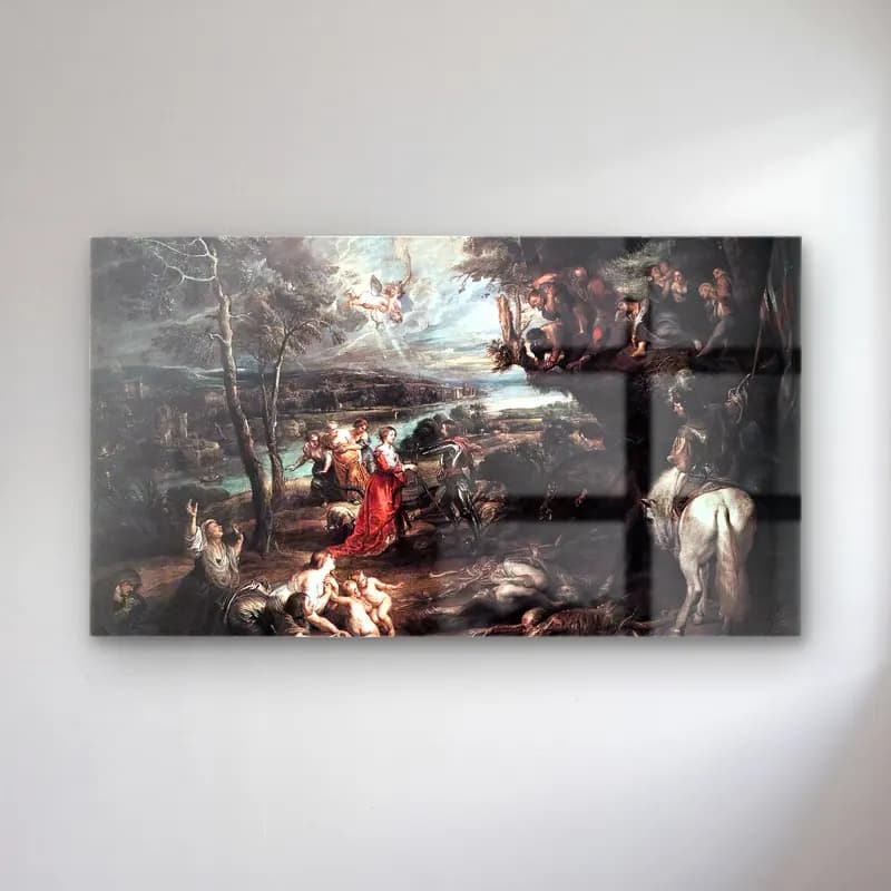 Peter Paul Rubens – Landscape with Saint George and the Dragon cam tablo — Peter Paul Rubens – Landscape with Saint George and the Dragon — yağlı boya mitolojik sahne