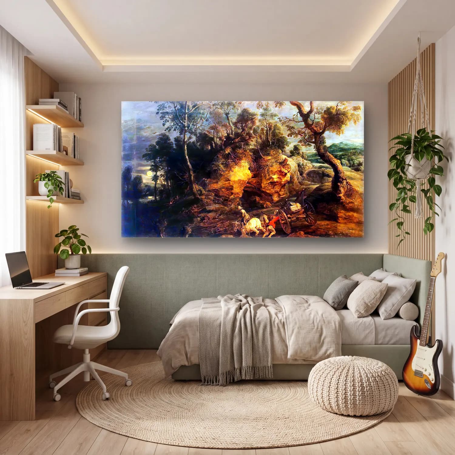 Peter Paul Rubens – Landscape with Stone Carriers cam tablo — genç odasında