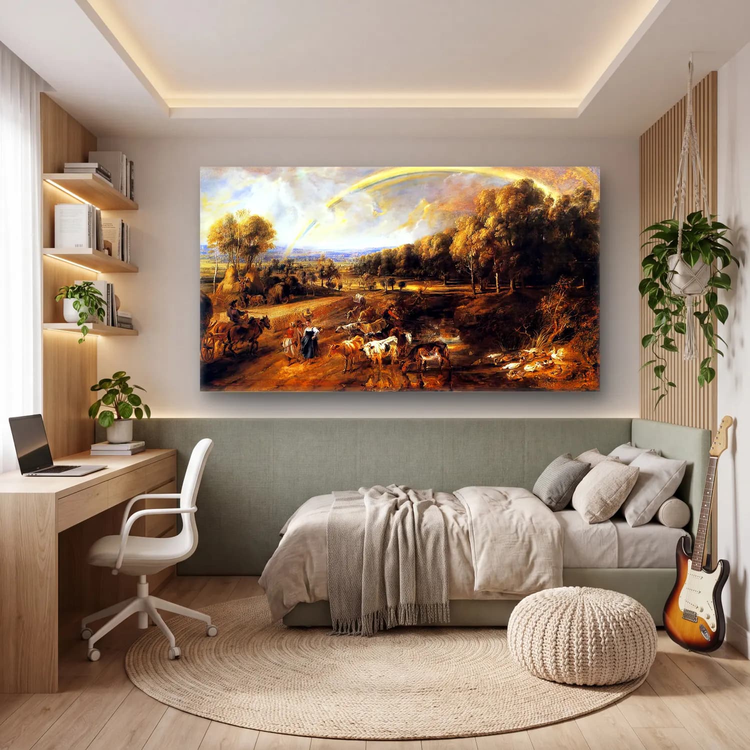 Peter Paul Rubens – Landscape with a Rainbow cam tablo — genç odasında