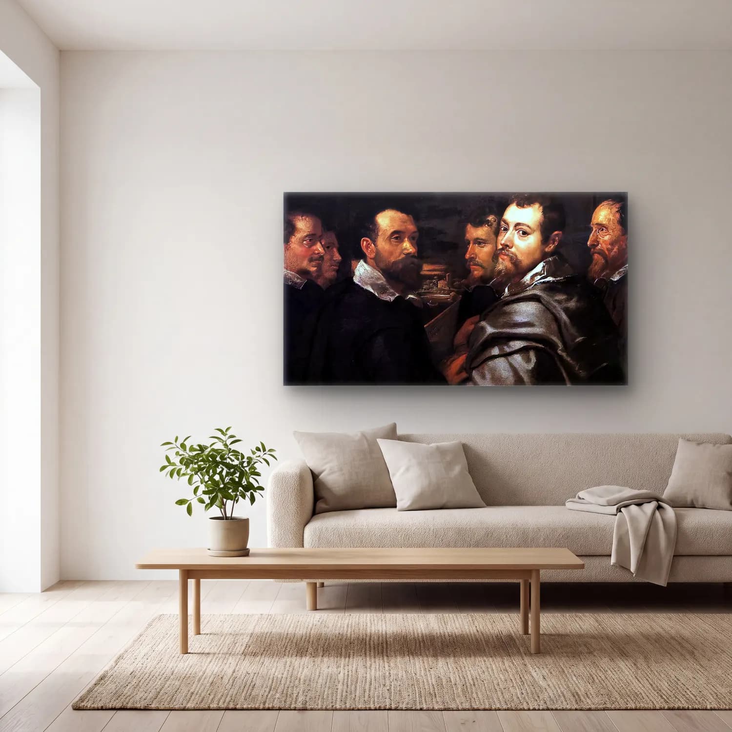 Peter Paul Rubens – Self-Portrait in a Circle of Friends from Mantua cam tablo — açık renk salonda