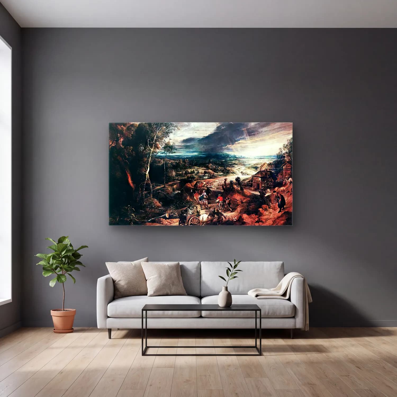 Peter Paul Rubens – Summer cam tablo — gri duvarlı salonda