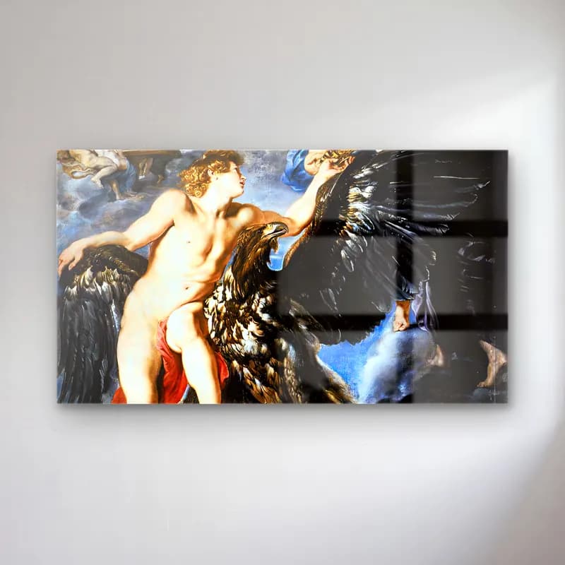 Peter Paul Rubens – The Abduction of Ganymede cam tablo — Peter Paul Rubens – The Abduction of Ganymede — yağlı boya mitolojik sahne