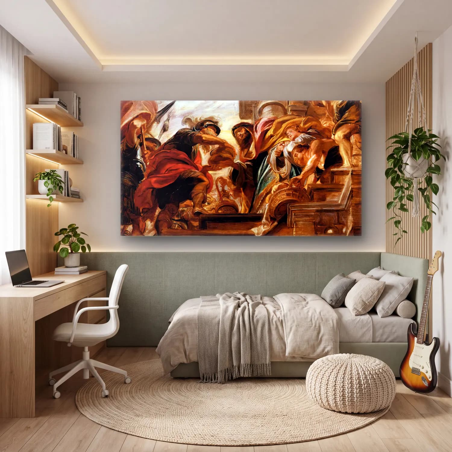 Peter Paul Rubens – The Meeting of Abraham and Melchisedek cam tablo — genç odasında