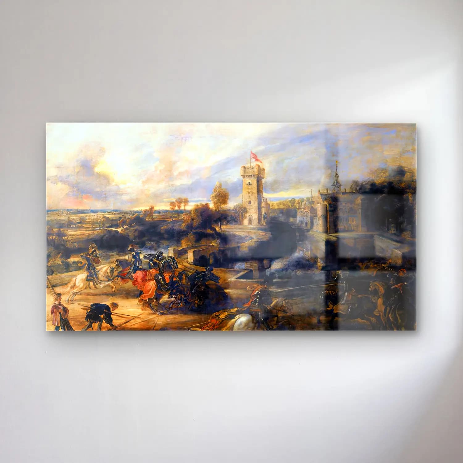 Peter Paul Rubens – Tournament in front of Castle Steen cam tablo — Peter Paul Rubens – Tournament in front of Castle Steen — yağlı boya savaş sahnesi