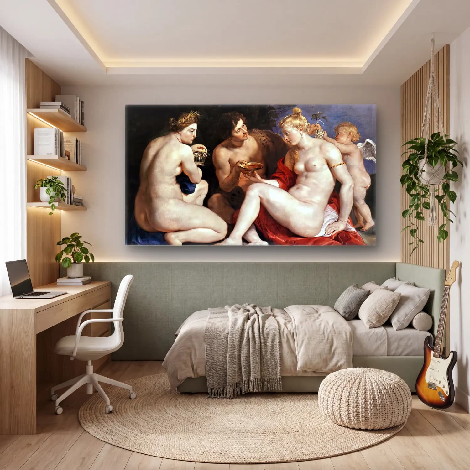 Peter Paul Rubens – Venus, Cupid, Baccchus and Ceres cam tablo — genç odasında