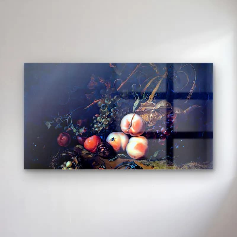 Rachel Ruysch – Still-Life with Fruit and Insects cam tablo — Rachel Ruysch – Still-Life with Fruit and Insects — yağlı boya meyveli natürmort