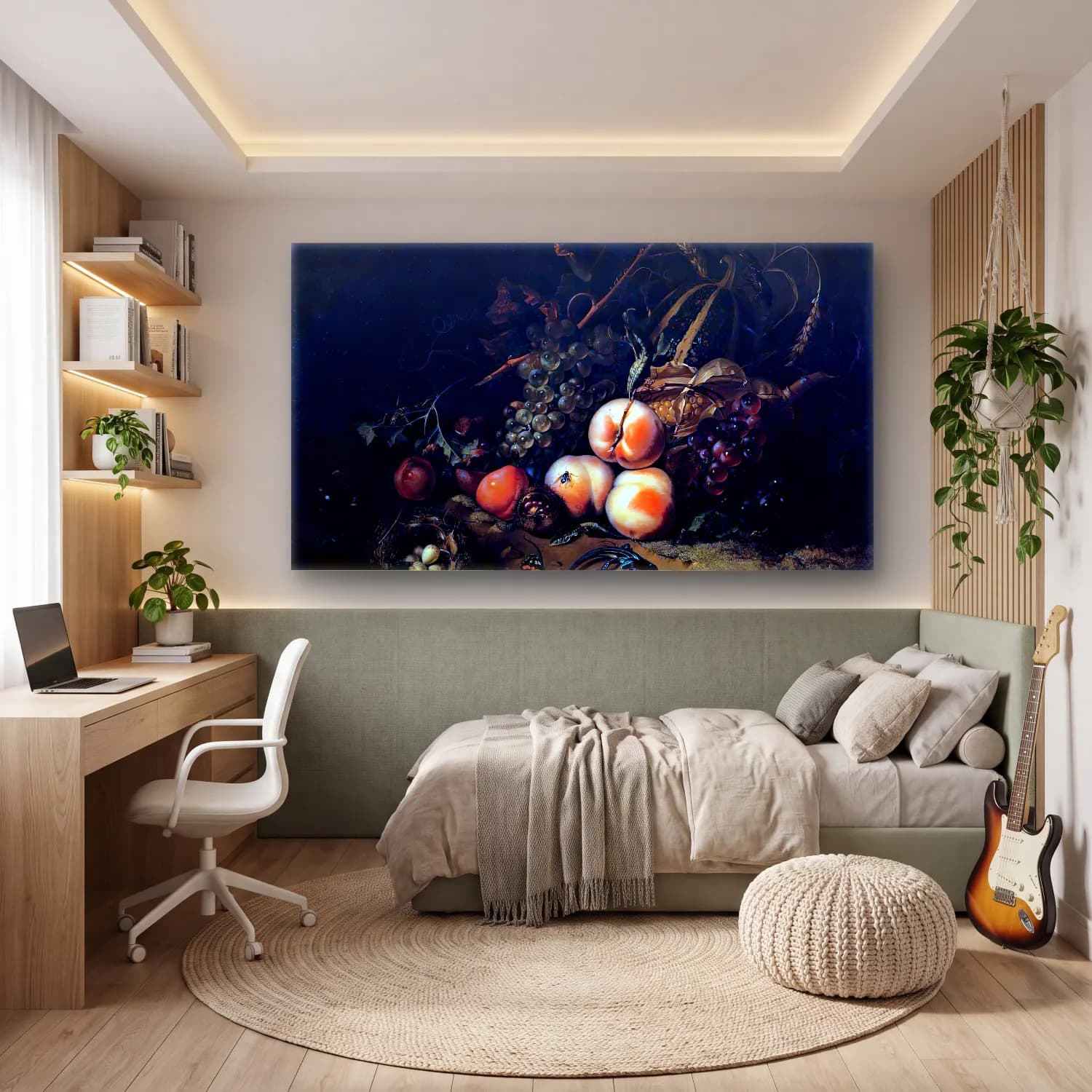 Rachel Ruysch – Still-Life with Fruit and Insects cam tablo — genç odasında