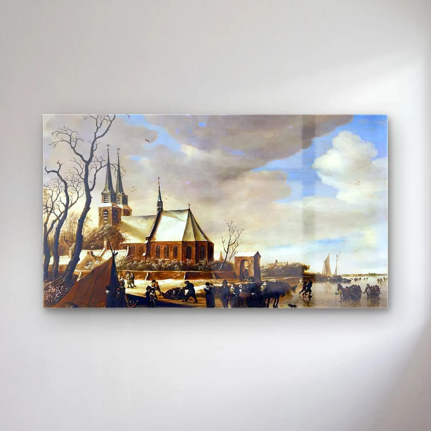 Salomon van Ruysdael – A Winter Landscape cam tablo — Salomon van Ruysdael – A Winter Landscape — yağlı boya karlı kış manzarası