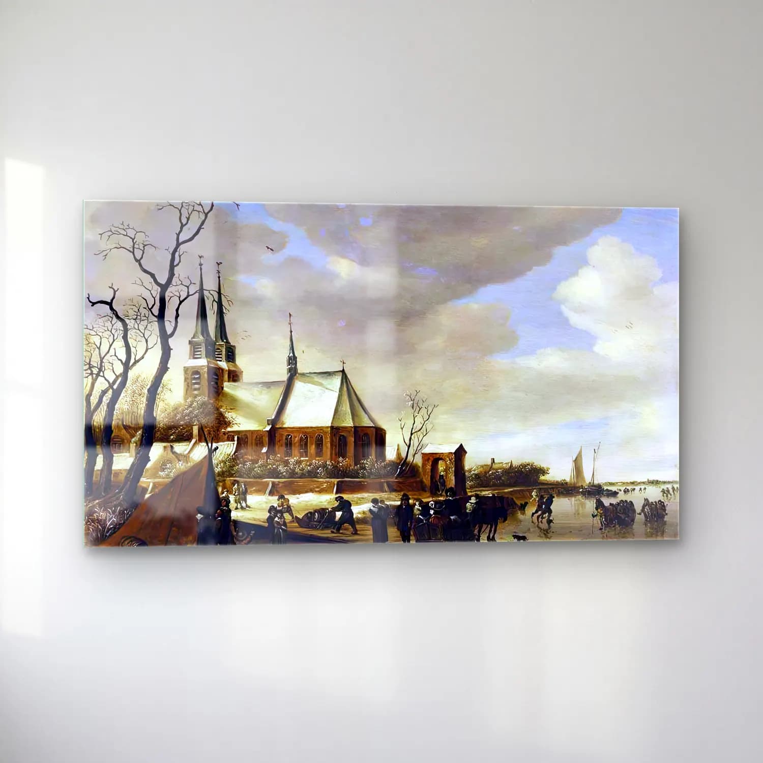 Salomon van Ruysdael – A Winter Landscape cam tablo — sol açıdan görünüm