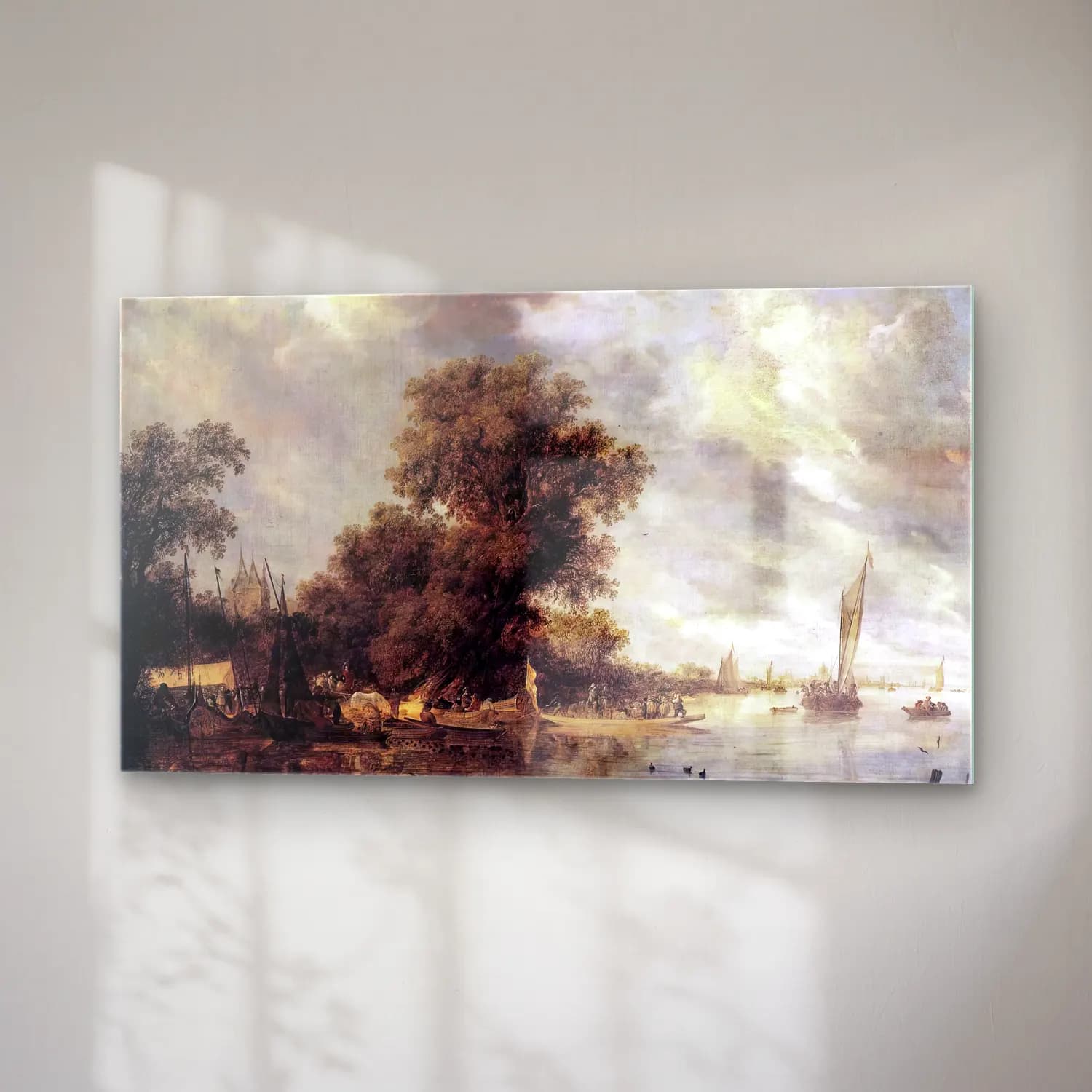 Salomon van Ruysdael – River Landscape at Arnheim cam tablo — sağ açıdan görünüm