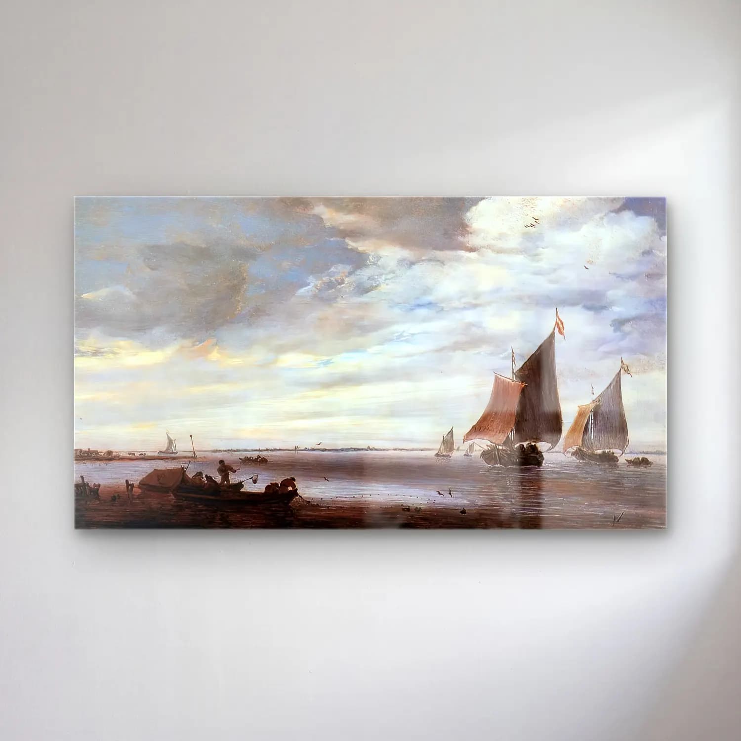 Salomon van Ruysdael – River Scene cam tablo — Salomon van Ruysdael – River Scene — yağlı boya liman ve tekneler