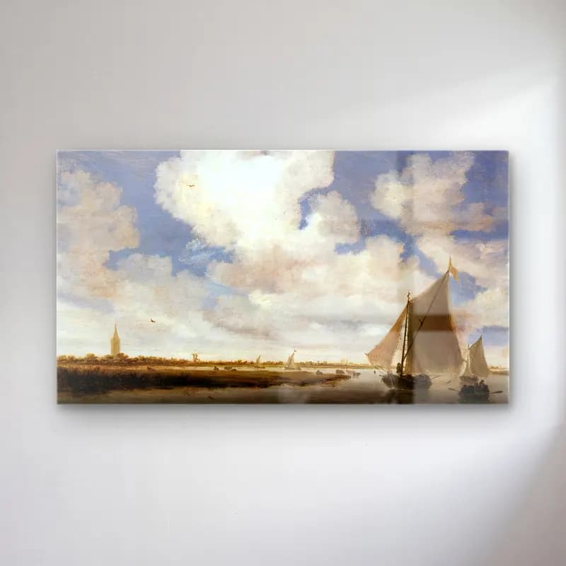 Salomon van Ruysdael – Sailboats on the Wijkermeer cam tablo — Salomon van Ruysdael – Sailboats on the Wijkermeer — yağlı boya liman ve tekneler