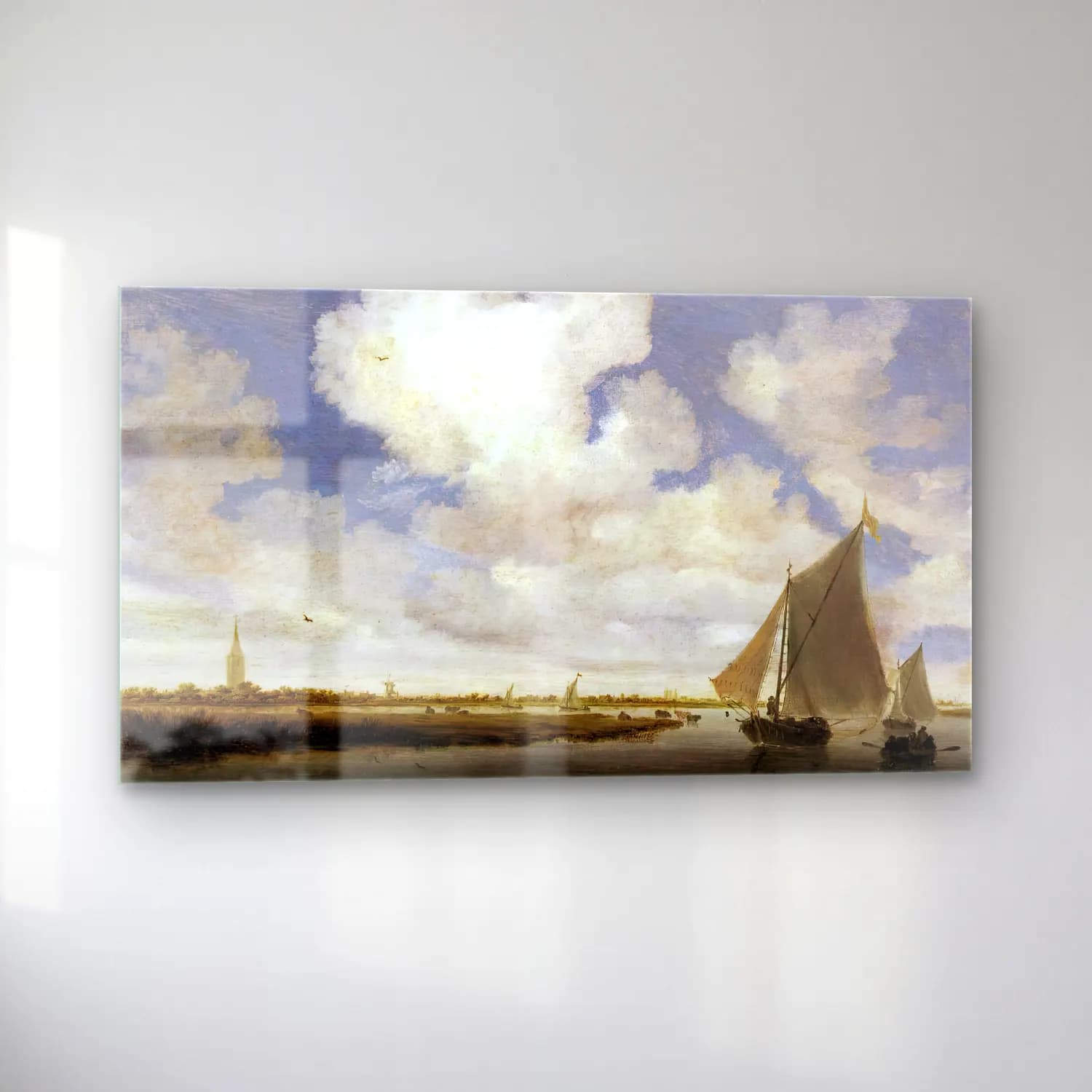Salomon van Ruysdael – Sailboats on the Wijkermeer cam tablo — sol açıdan görünüm