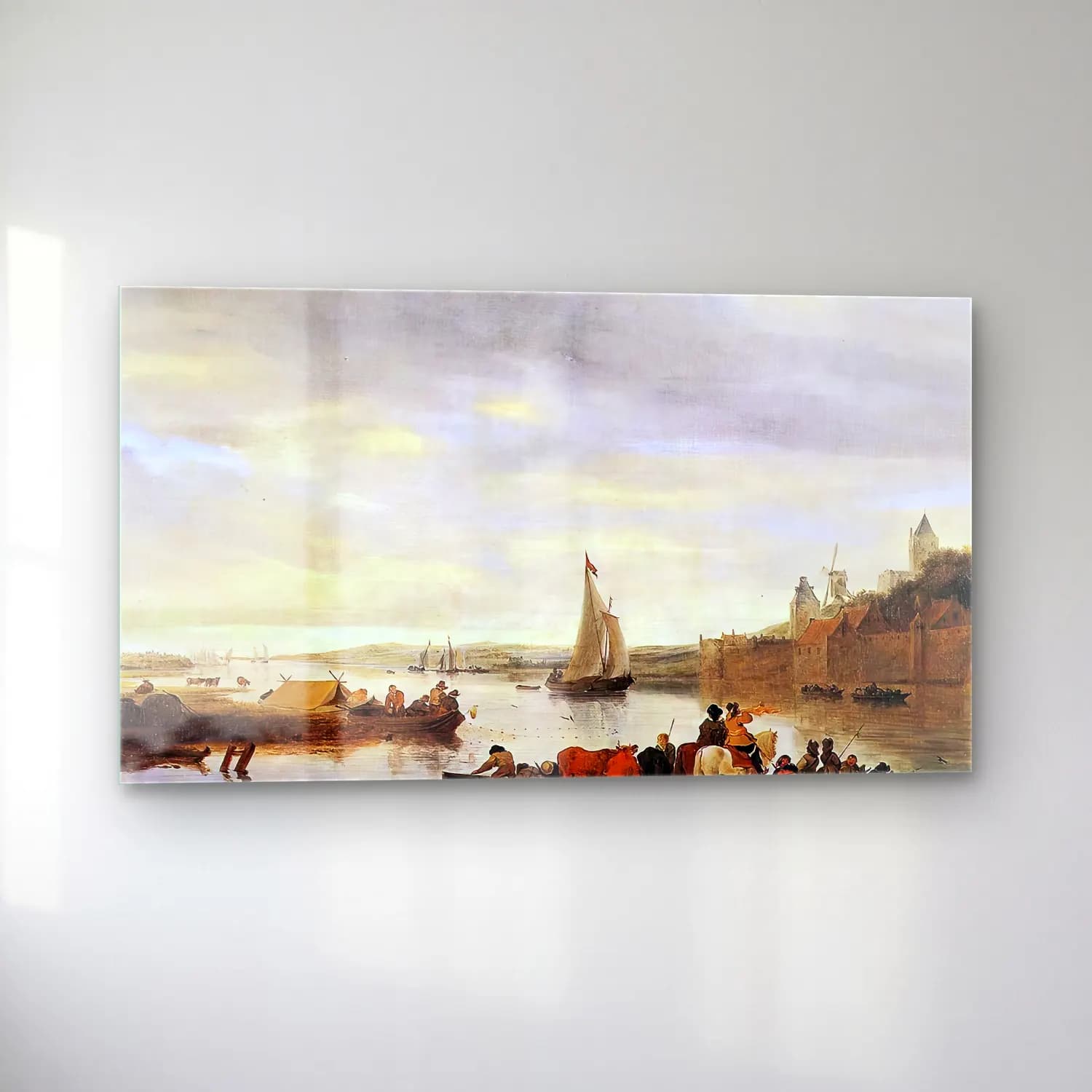 Salomon van Ruysdael – The Crossing at Nimwegen cam tablo — sol açıdan görünüm