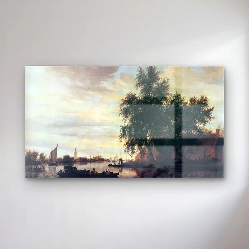 Salomon van Ruysdael – The Ferryboat cam tablo — Salomon van Ruysdael – The Ferryboat — yağlı boya liman ve tekneler