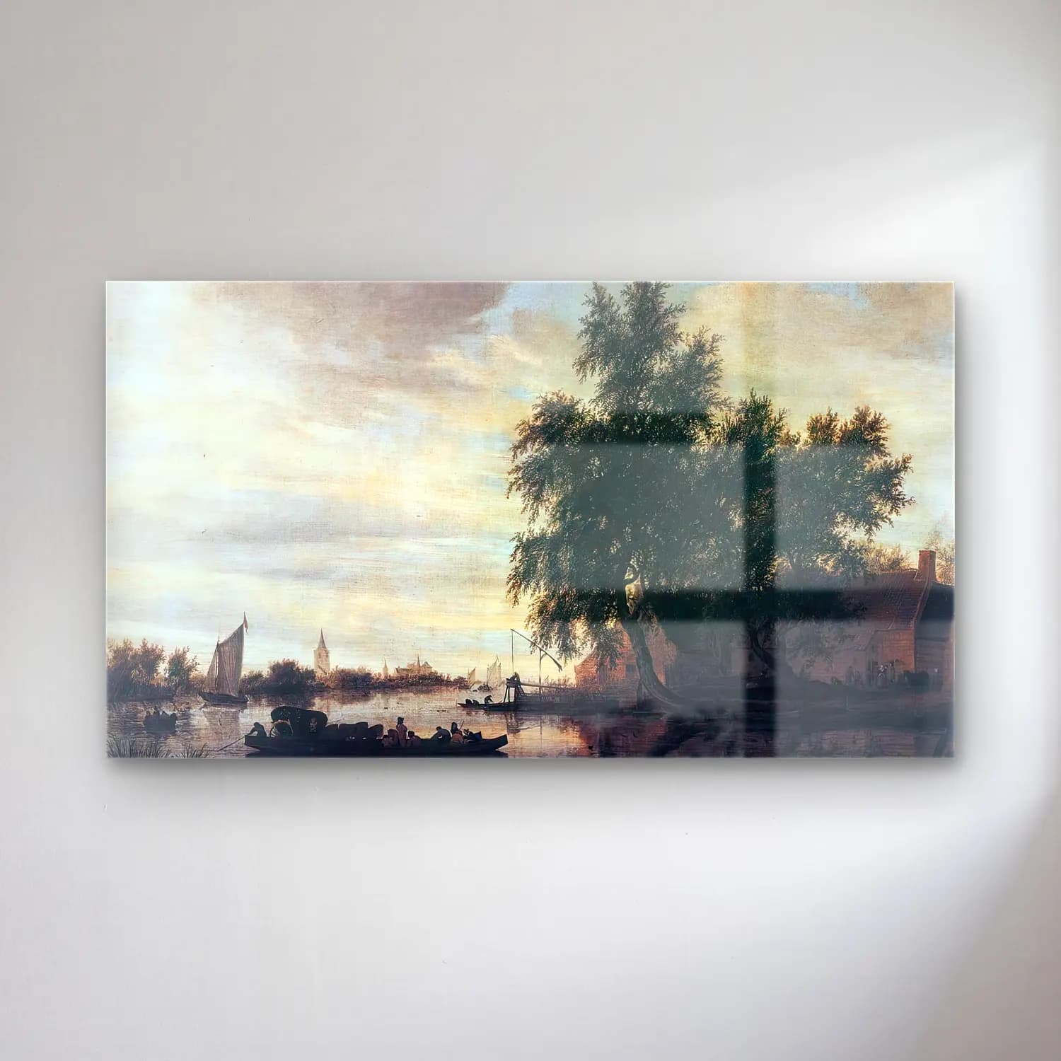 Salomon van Ruysdael – The Ferryboat cam tablo — Salomon van Ruysdael – The Ferryboat — yağlı boya liman ve tekneler
