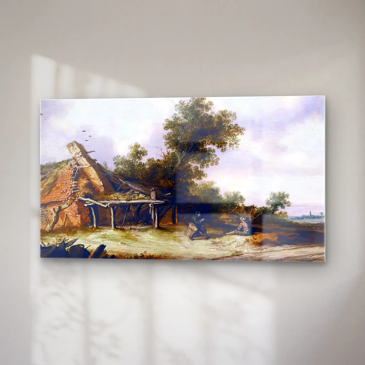 Salomon van Ruysdael – Two Seated Travellers cam tablo — sağ açıdan görünüm