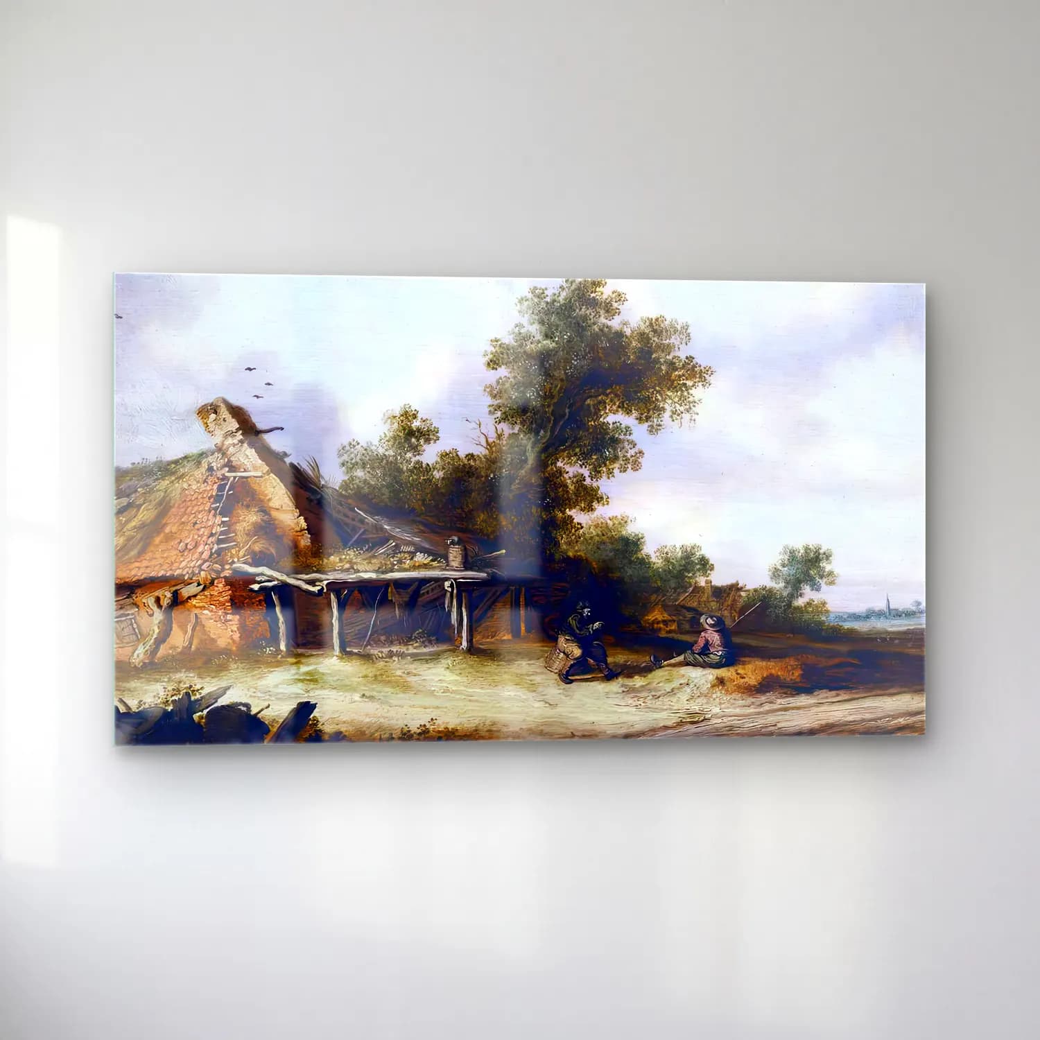 Salomon van Ruysdael – Two Seated Travellers cam tablo — sol açıdan görünüm