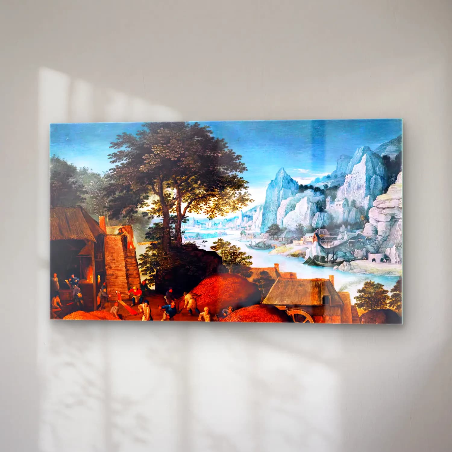 Maerten Ryckaert – Alpine Landscape with an Iron Foundry and Blast Furnace cam tablo — sağ açıdan görünüm