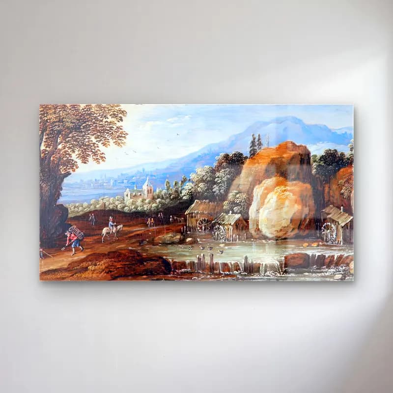 Maerten Ryckaert – Landscape with a Torrent cam tablo — Maerten Ryckaert – Landscape with a Torrent — yağlı boya kırda nehir