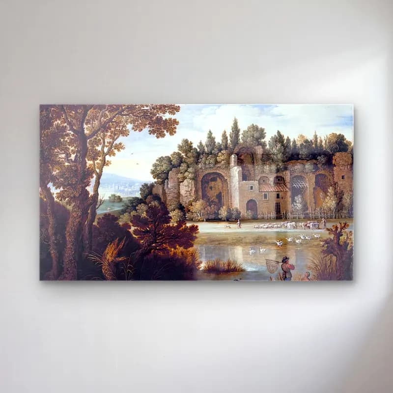 Maerten Ryckaert – Pastoral Landscape cam tablo — Maerten Ryckaert – Pastoral Landscape — vintage antik kalıntılar