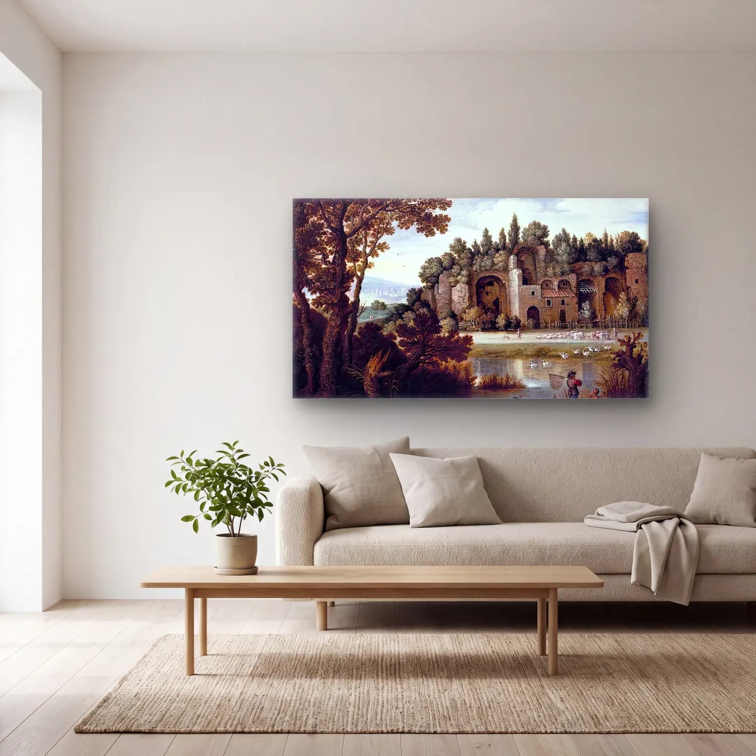 Maerten Ryckaert – Pastoral Landscape cam tablo — açık renk salonda