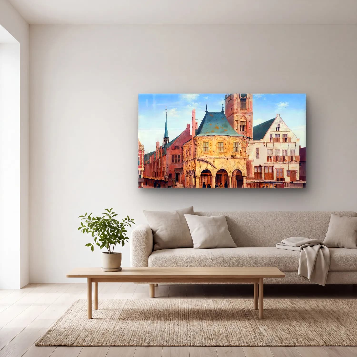 Pieter Jansz Saenredam – The Old Town Hall in Amsterdam cam tablo — açık renk salonda