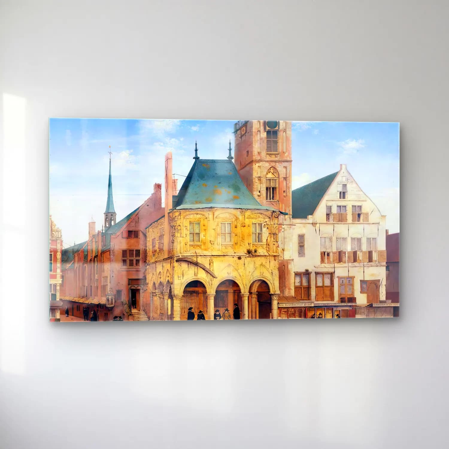 Pieter Jansz Saenredam – The Old Town Hall in Amsterdam cam tablo — sol açıdan görünüm
