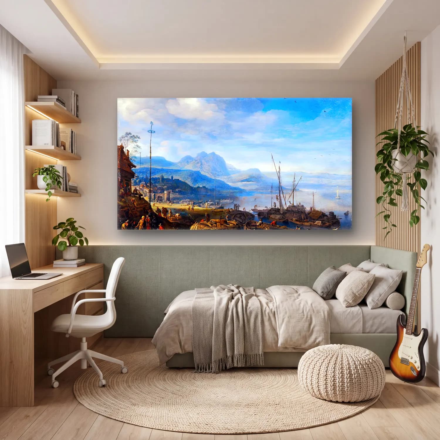 Herman Saftleven – A View of Linz am Rhein cam tablo — genç odasında