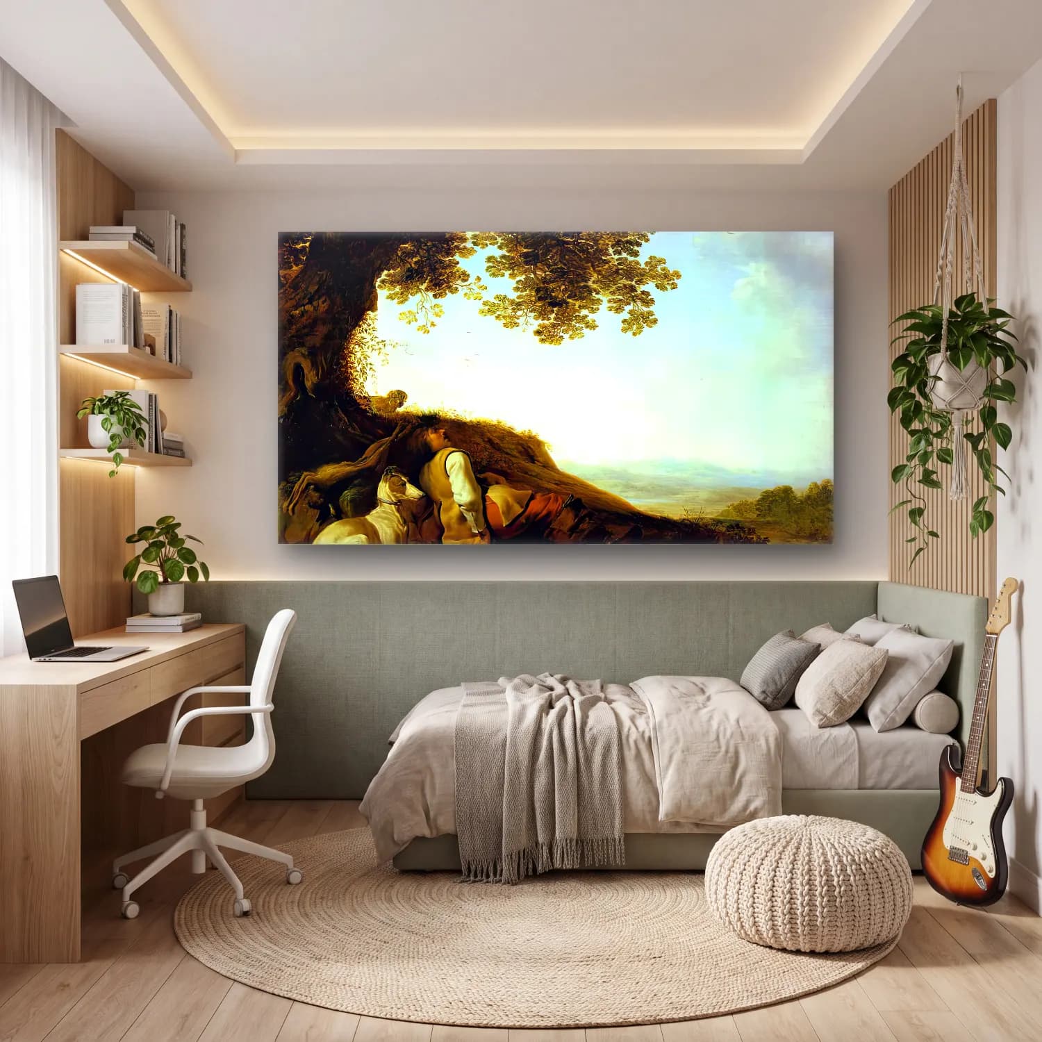 Herman Saftleven – Hunter Sleeping on a Hillside cam tablo — genç odasında