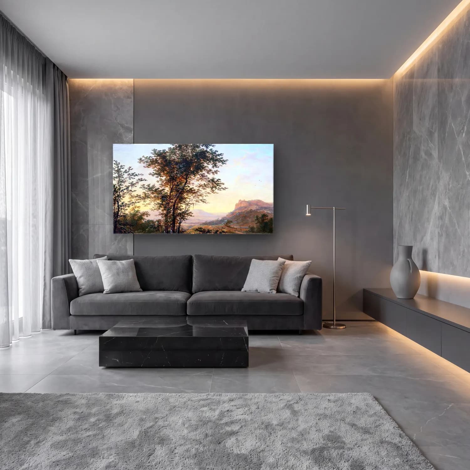 Herman Saftleven – Mountainous Landscape cam tablo — lüks salon duvarında