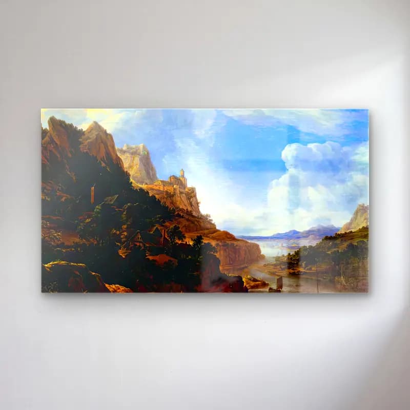 Herman Saftleven – Rhineland Fantasy View cam tablo — Herman Saftleven – Rhineland Fantasy View — yağlı boya i̇talyan sahili