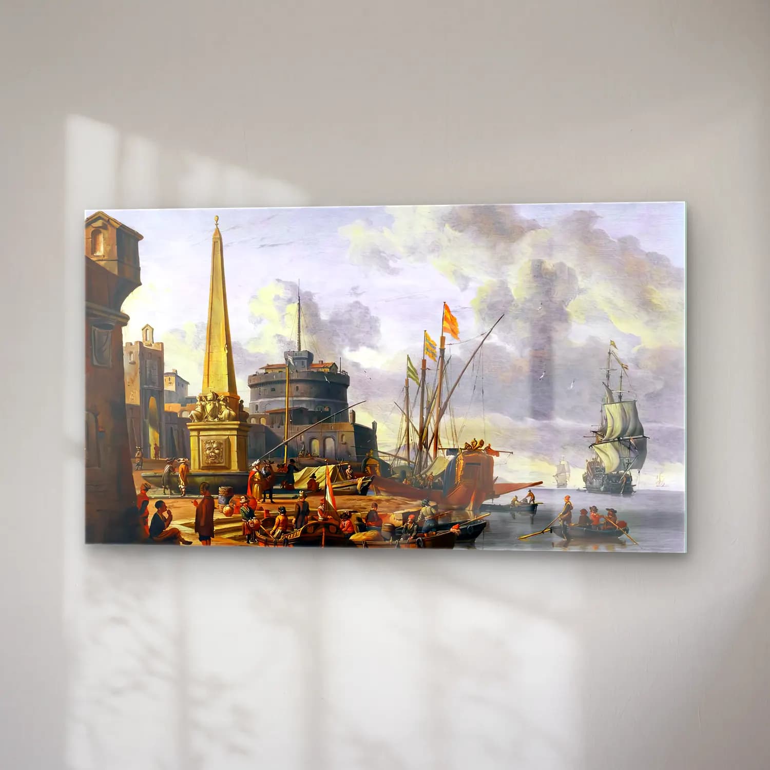 Abraham Storck – Fortified Mediterranean Port cam tablo — sağ açıdan görünüm