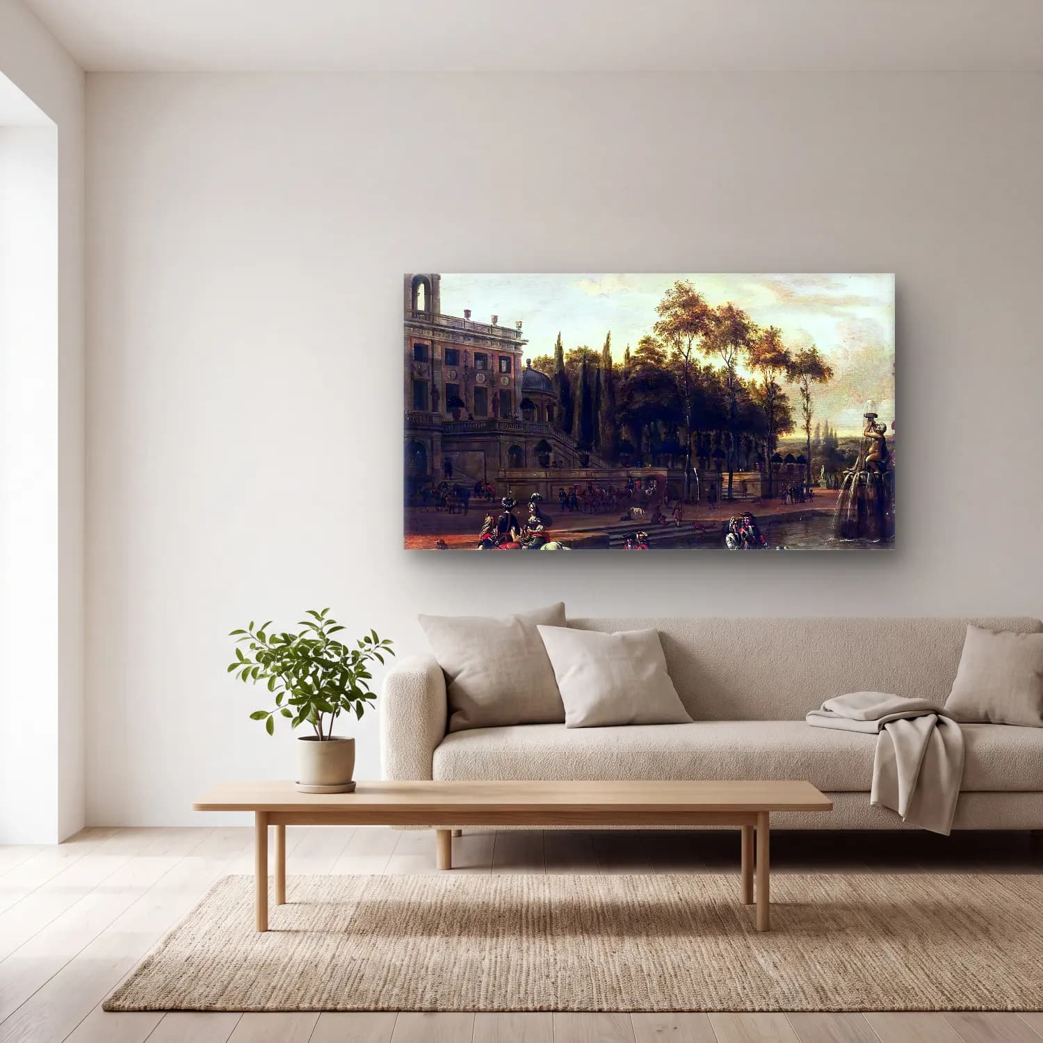 Abraham Storck – Italianate Park Landscape cam tablo — açık renk salonda