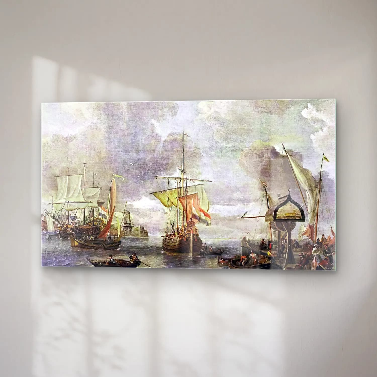 Abraham Storck – View of a Harbour on the Zuiderzee cam tablo — sağ açıdan görünüm