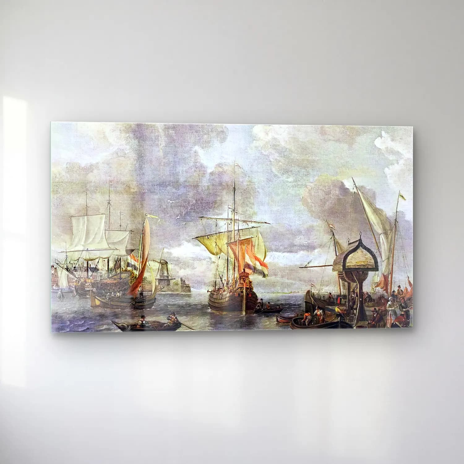 Abraham Storck – View of a Harbour on the Zuiderzee cam tablo — sol açıdan görünüm
