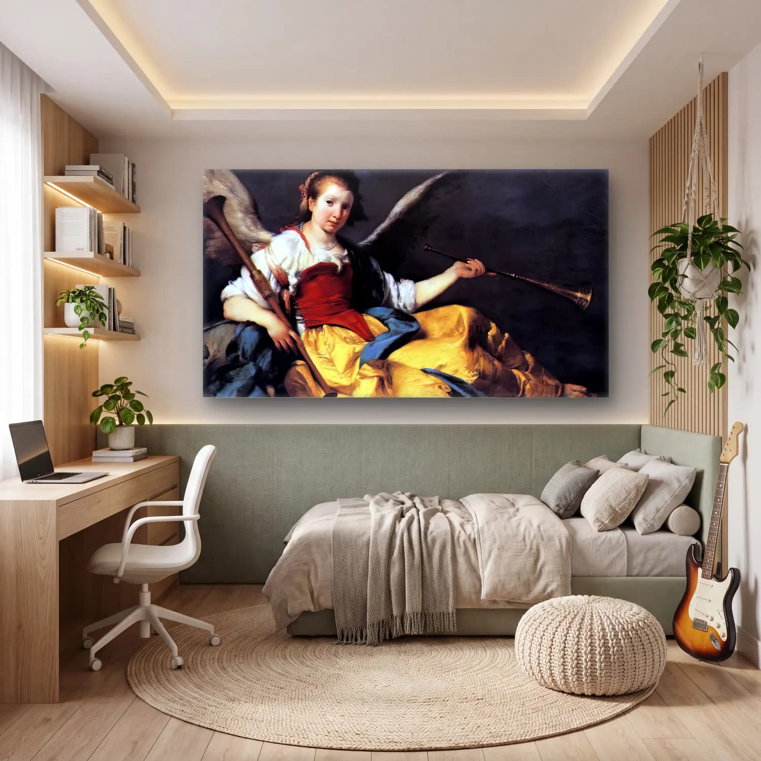 Bernardo Strozzi – A Personification of Fame cam tablo — genç odasında
