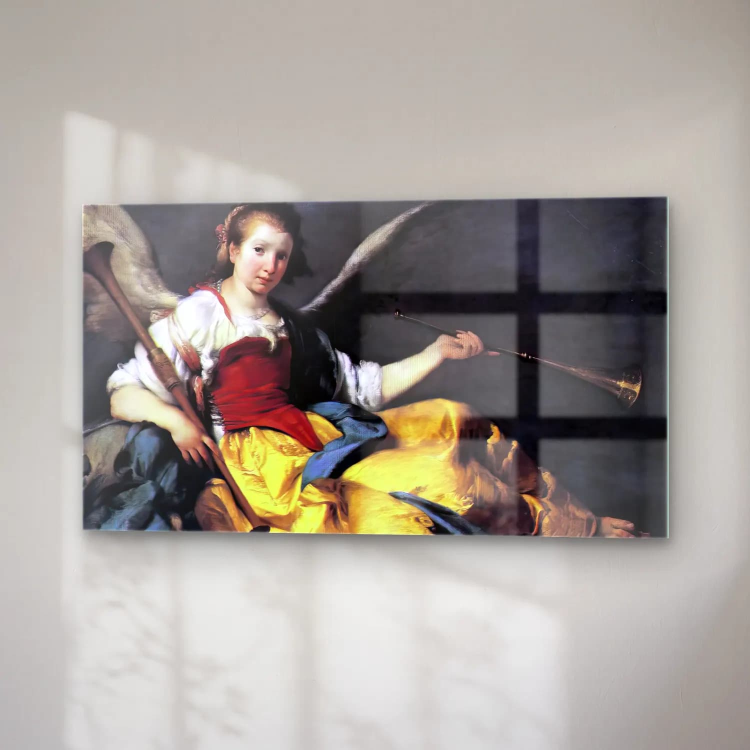 Bernardo Strozzi – A Personification of Fame cam tablo — sağ açıdan görünüm