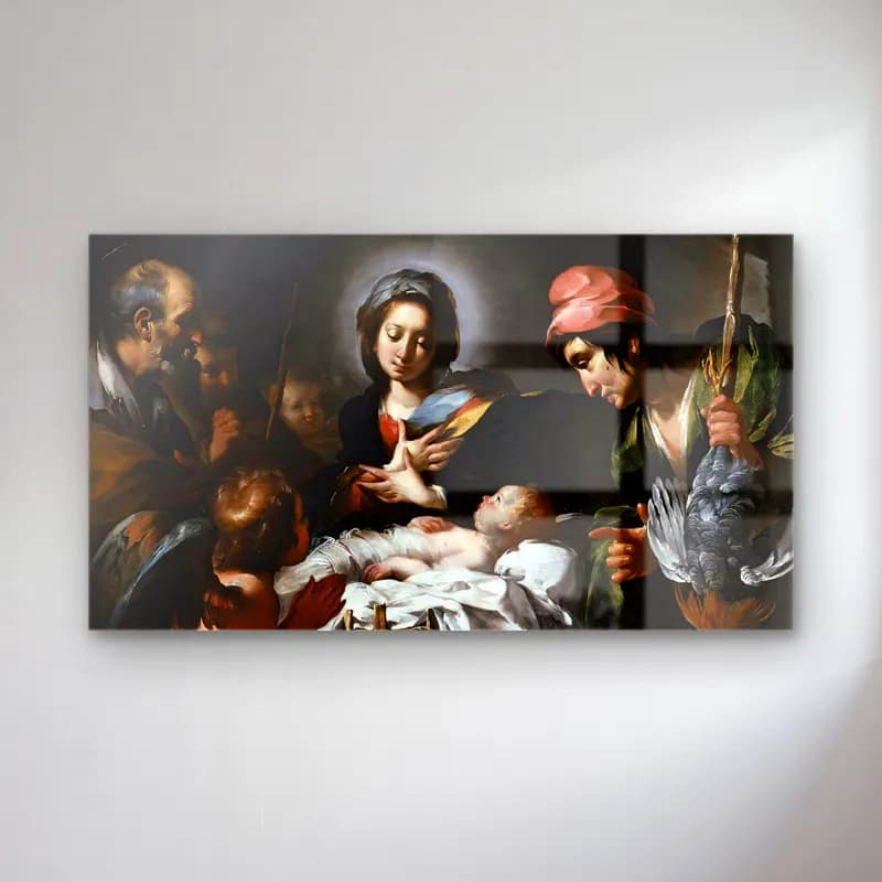 Bernardo Strozzi – Adoration of the Shepherds cam tablo — Bernardo Strozzi – Adoration of the Shepherds — yağlı boya dini sahne