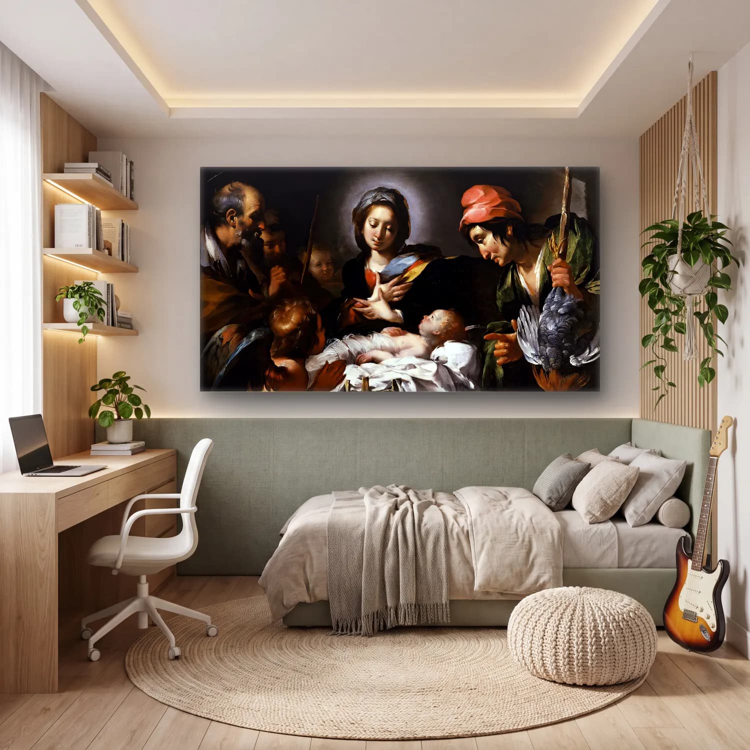 Bernardo Strozzi – Adoration of the Shepherds cam tablo — genç odasında