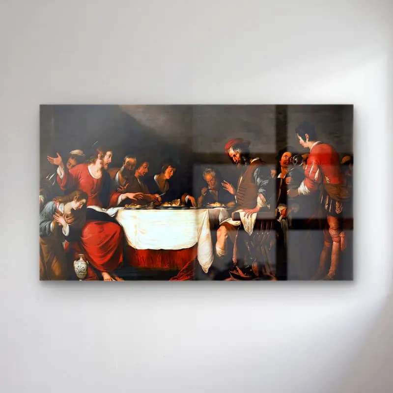 Bernardo Strozzi – Banquet at the House of Simon cam tablo — Bernardo Strozzi – Banquet at the House of Simon — yağlı boya dini sahne