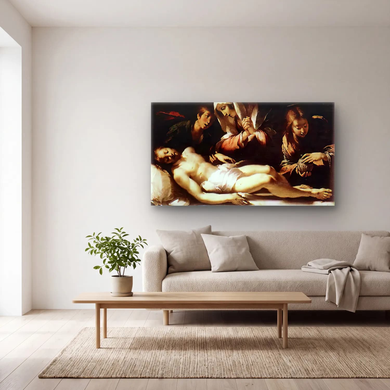 Bernardo Strozzi – Lamentation over the Dead Christ cam tablo — açık renk salonda