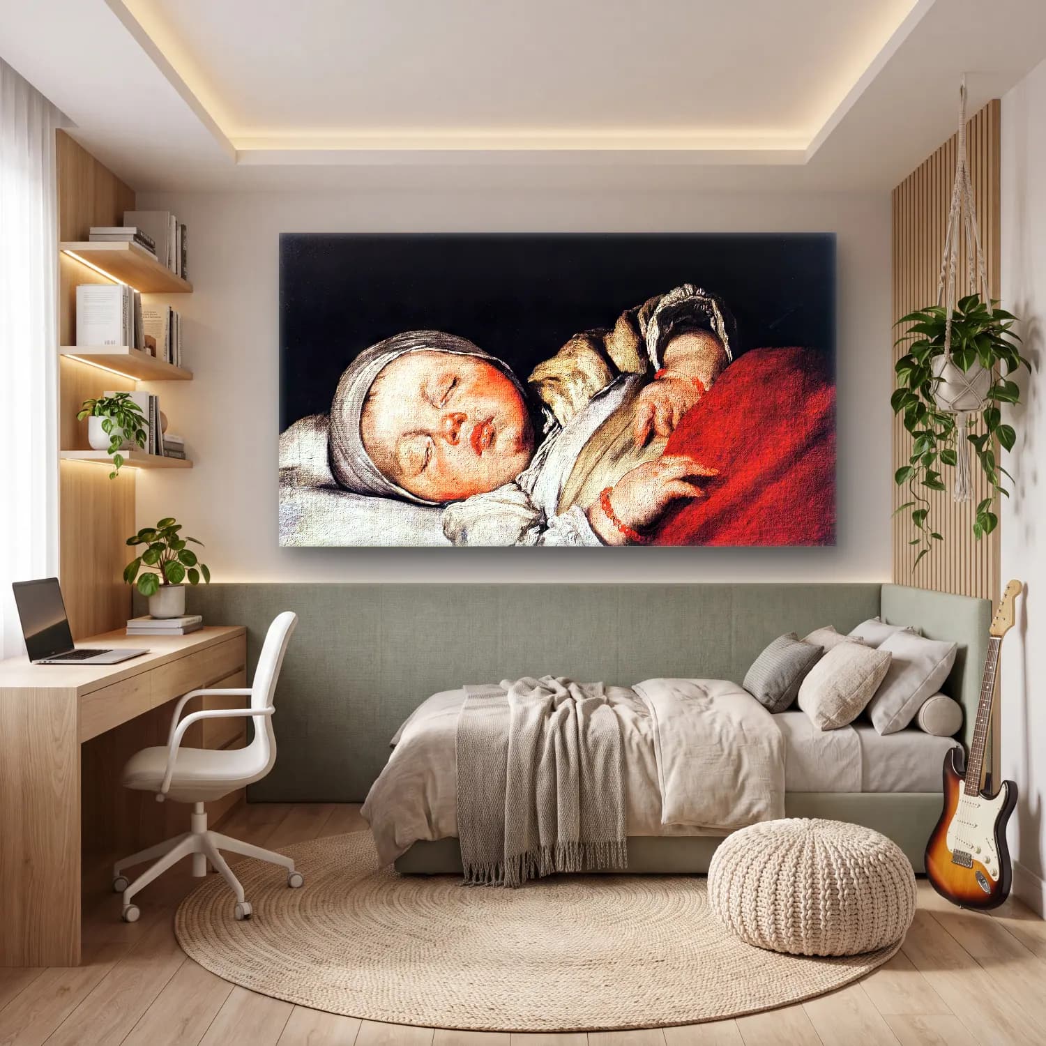 Bernardo Strozzi – Sleeping Child cam tablo — genç odasında
