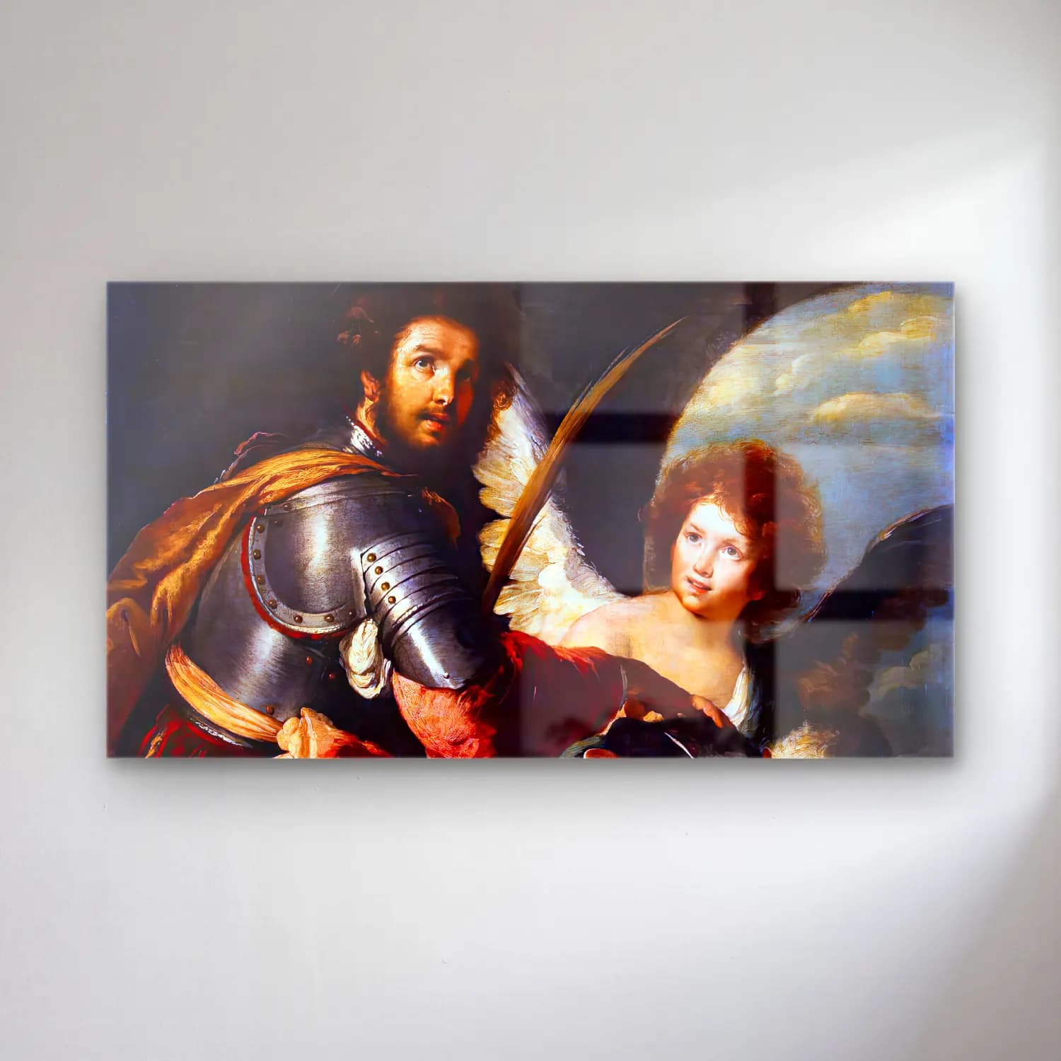 Bernardo Strozzi – St Maurice and the Angel cam tablo — Bernardo Strozzi – St Maurice and the Angel — yağlı boya şövalye