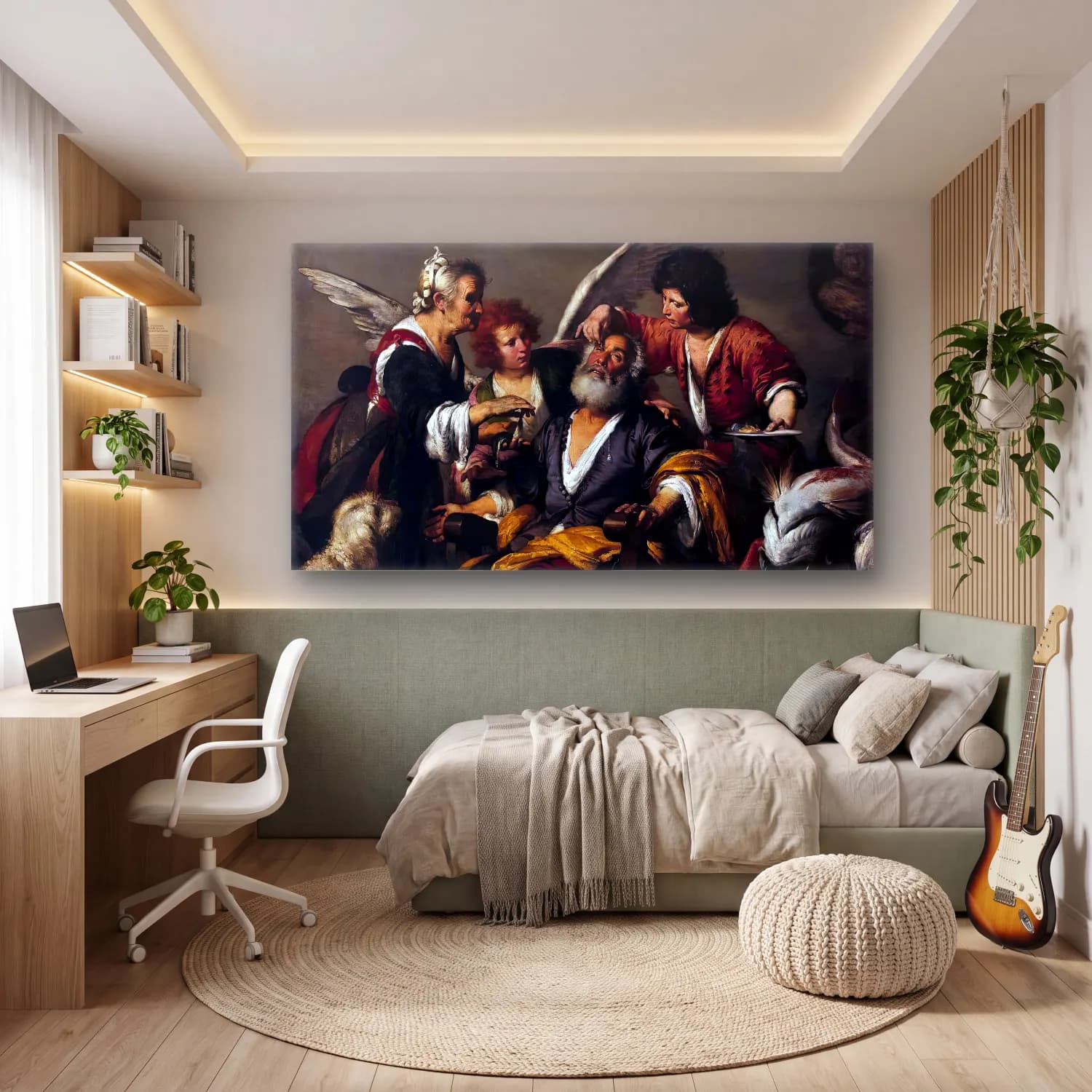 Bernardo Strozzi – The Healing of Tobit cam tablo — genç odasında