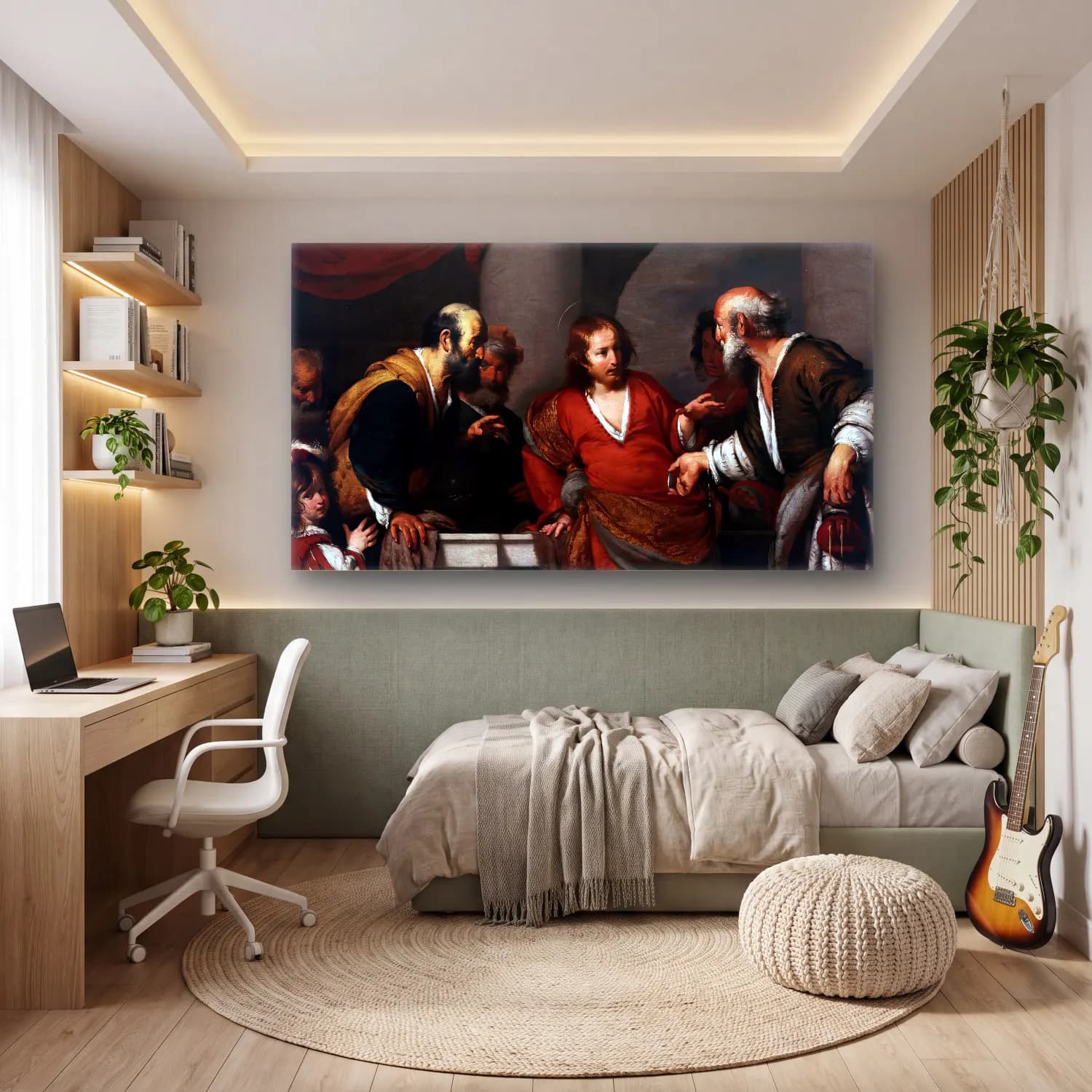 Bernardo Strozzi – Tribute Money cam tablo — genç odasında