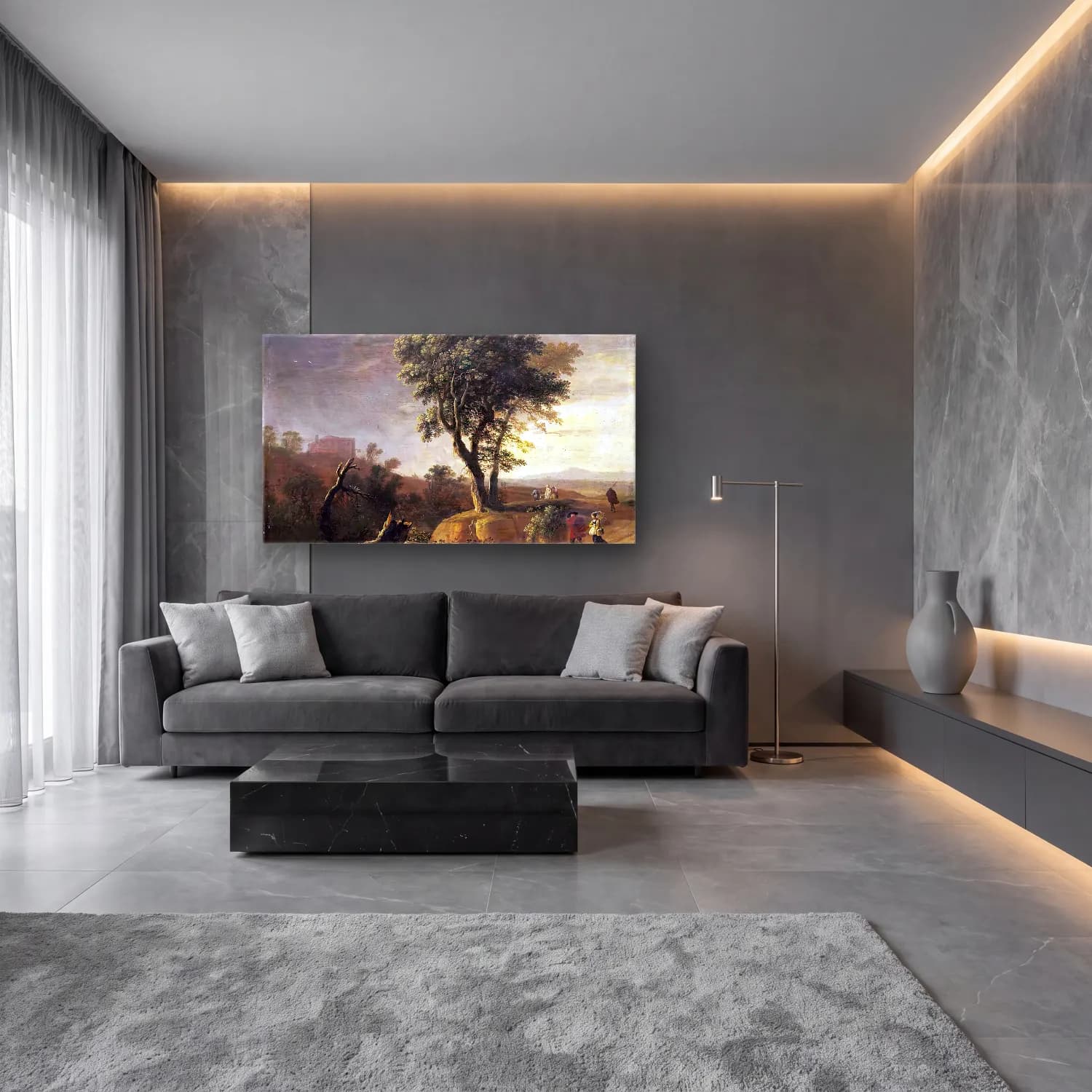 Herman van Swanevelt – An Italianate Landscape cam tablo — lüks salon duvarında